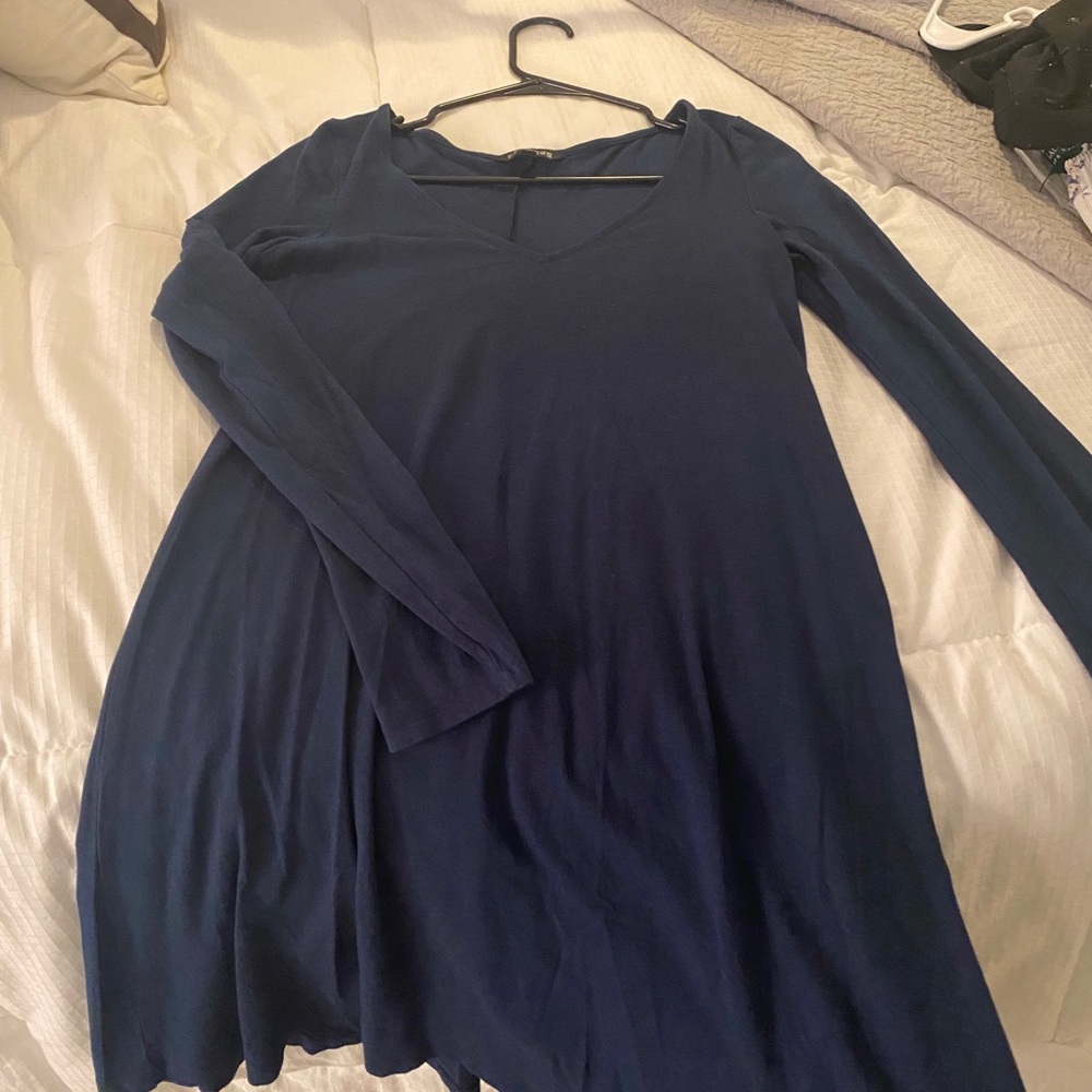 Express blue cotton long sleeved dress